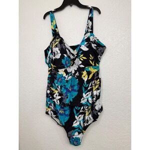 Caribbean Sand Floral‎ Ruched One Piece Swimsuit Tummy Control